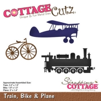 Billede: skæreskabelon propelmaskine, væltepeter og lokomotiv, CottageCutz, førpris kr. 115,- nupris