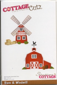 Billede: skæreskabelon mølle og lade, Dies CottageCutz CC-534 Barn & Windmill, førpris kr. 190,00, nupris