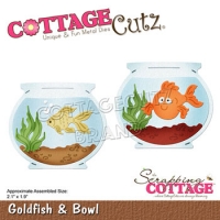 Billede: skæreskabelon guldfisk i bowle, cc-549, Dies CottageCutz, Goldfish & Bowl