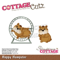 Billede: skæreskabelon hamster i hamsterhjul, cc-551, Dies CottageCutz, Happy Hampster