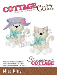 Billede: skæreskabelon kattedame med hat, cc-554, Dies CottageCutz, Miss Kitty
