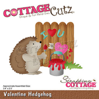 Billede: skæreskabelon pindsvin ved plankeværk, Dies CottageCutz CC-596, Valentine Hedgehog