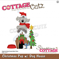 Billede: skæreskabelon Dies CottageCutz CC-660 hundehvalp på hundehus, Christmas Pup w/Dog House 