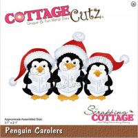 Billede: skæreskabelon Dies CottageCutz CC-665  pingvinsangkor, Penguin Carolers