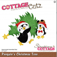 Billede: skæreskabelon Dies CottageCutz CC-666 Pingviner med juletræ, Penguin´s Christmas Tree