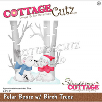 Billede: skæreskabelon Dies CottageCutz CC-667 isbjørne og birketræer, Polar Bears w/Birch Trees