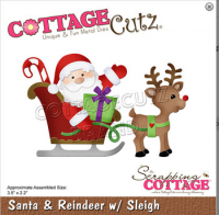 Billede: skæreskabelon Dies CottageCutz CC-668 rensdyr med julemand i kane, Santa & Reindeer w/Sleigh
