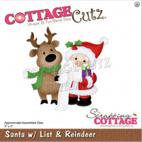 Billede: skæreskabelon Dies CottageCutz CC-670 julemand og rensdyr, Santa w/List & Reindeer