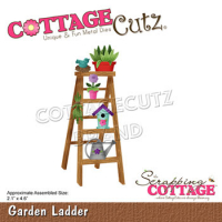 Billede: skæreskabelon plantestige med planter, fuglehus og vandkande, Dies CottageCutz CC-747, Garden Ladder