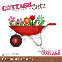 Billede: skæreskabelon trillebør med blomster, Dies CottageCutz CC-749, Garden Wheelbarrow