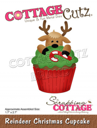Billede: skæreskabelon rensdyr i cupcake, Dies CottageCutz CC-791, Reindeer Christmas Cupcake