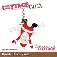 Billede: skæreskabelon julemanden hænger i lyskæden, Dies CottageCutz CC-795, Upside Down Santa