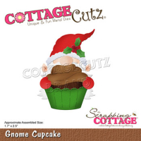 Billede: skæreskabelon julemanden spiser kæmpe cupcake, Dies CottageCutz CC-803, Gnome Cupcake