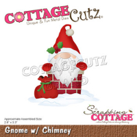 Billede: skæreskabelon julemand i skorstenen, Dies CottageCutz CC-804, Gnome w/Chimney