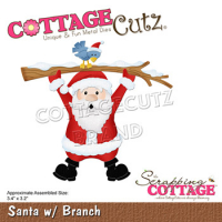 Billede: skæreskabelon julemand hænger i grenen, Dies CottageCutz CC-809, Santa w/Branch