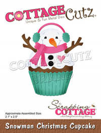 Billede: skæreskabelon snemandscupcake, Dies CottageCutz CC-810, Snowman Christmas Cupcake
