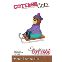 Billede: skæreskabelon bjørn på slæde, Winter Bear on sled, cc-960, CottageCutz