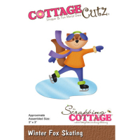 Billede: skæreskabelon ræv på skøjter, Winter Fox Skating, cc-964, CottageCutz