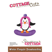 Billede: skæreskabelon pingvin på snowboarding, Winter Penguin Snowboarding, cc-969, CottageCutz