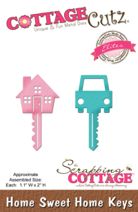 Billede: skæreskabelon husnøgle og bilnøgle, CottageCutz Home Sweet Home Keys, CCE-421, førpris kr. 70,- nupris