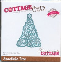 Billede: skæreskabelon juletræ med snekrystaller, Dies CottageCutz CCE-477, 7,25 til 10 cm , førpris kr. 98,00, nupris