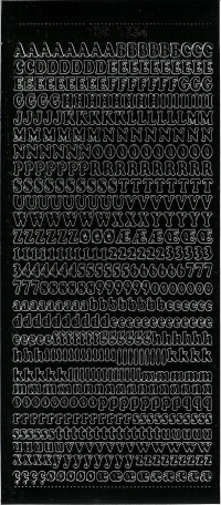 Billede: bogstaver og tal, sort stickers