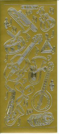 Billede: musikinstrumenter guld stickers