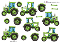 Billede: grøn traktor, hm-design, førpris kr. 6,-