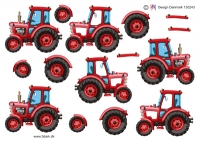 Billede: rød traktor, hm-design