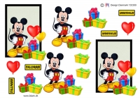 Billede: mickey mouse med gaver og balloner, hm-design