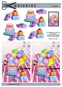 Billede: pigefødselsdag med balloner, gaver og kage, quickies quick
