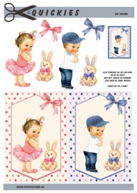 Billede: lille pige og dreng med kanin, quickies