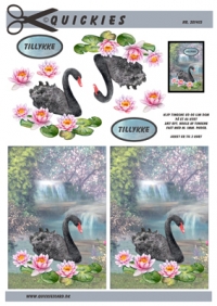 Billede: sort svane i sø med vandfald, quickies