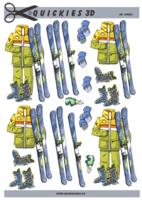 Billede: skidragt, støvler og ski til drenge, quickies, førpris kr. 6,- nupris