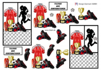 Billede: fodboldpige i silhuet, fodboldtøj og pokal, hm-design