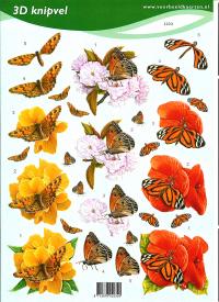 Billede: sommerfugl i blomster, voorbeeldkaarten, tilbud      