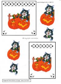Billede: halloweenkat med dotsmønster, tilbud