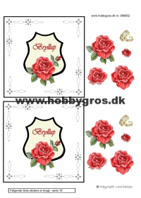 Billede: bryllupsskjold med rose, lene design, tilbud