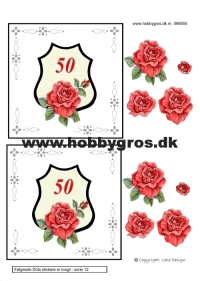 Billede: skjold med 50 og rose, lene design, tilbud