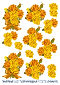 Billede: gul rosenbuket, barto design, førpris kr. 6,- nupris