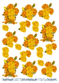 Billede: gule roser, barto design, førpris kr. 6,- nupris