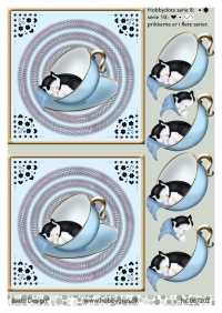 Billede: kat i kop, barto design, der er brugt dot fra serie 8 og 10, førpris kr. 6,- nupris