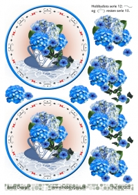 Billede: blomster i kande, barto design, der er brugt dots fra serie 12 og 15, førpris kr. 6,- nupris