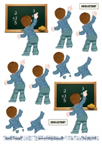 Billede: skoleelev dreng ved tavlen, barto design, førpris kr. 6,- nupris
