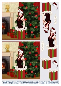 Billede: kvinde i gave ved juletræ, barto design, førpris kr. 6,- nupris
