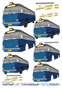 Billede: blå turistbus nr. 7, barto design, førpris kr. 6,- nupris