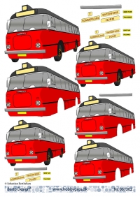 Billede: rød turistbus nr. 7 til sommerland, barto design, førpris kr. 6,- nupris