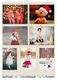 Billede: 7 julebilleder med børn og bamse, barto design