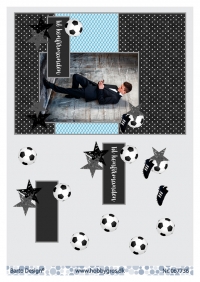 Billede: konfirmand dreng fodbold og stjerner, telegram, barto design