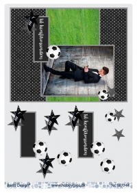 Billede: konfirmation dreng med fodbold og stjerner, telegram, barto design